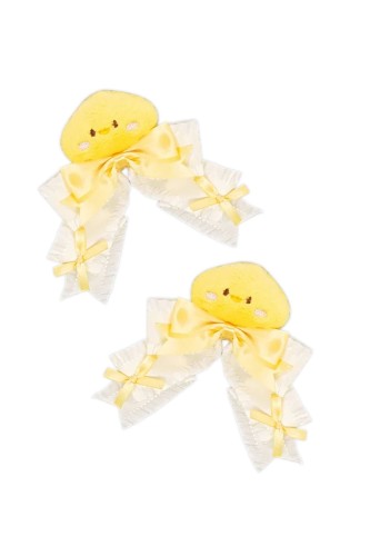 Set of 2 Yellow Chick Plush Headband Clips