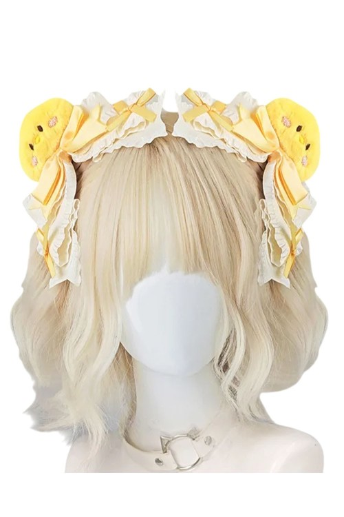 Set of 2 Yellow Chick Plush Headband Clips