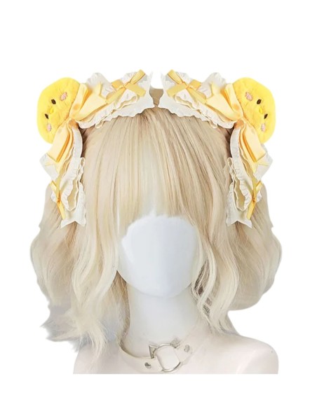Set of 2 Yellow Chick Plush Headband Clips
