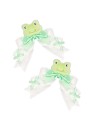 Set of 2 Green Frog Plush Head Clips