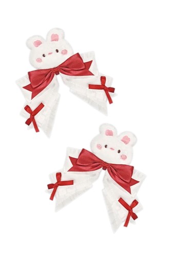 Set 2 Clips Para la Cabeza Red Bunny Plush en Rojo