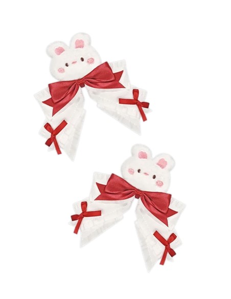 Set 2 Clips Para la Cabeza Red Bunny Plush en Rojo
