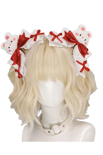Set 2 Clips Para la Cabeza Red Bunny Plush en Rojo 2