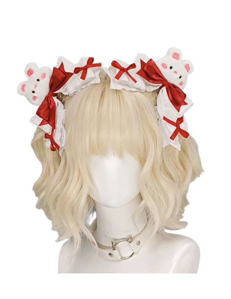 Set 2 Clips Para la Cabeza Red Bunny Plush en Rojo