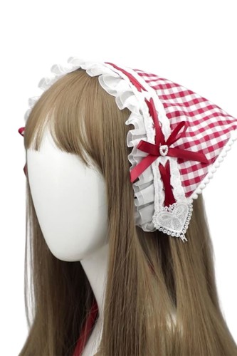 Pañuelo Para la Cabeza Gingham en Rojo