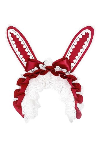 Lolita Bunny Headdress in Red x White