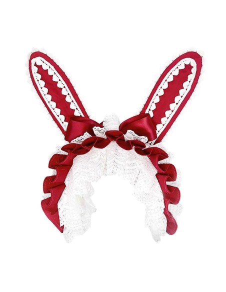 Lolita Bunny Headdress in Red x White