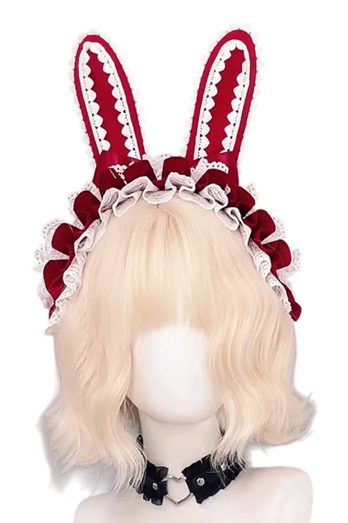 Headdress Lolita Bunny en Rojo x Blanco