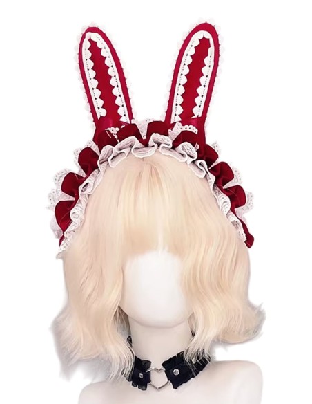 Lolita Bunny Headdress in Red x White