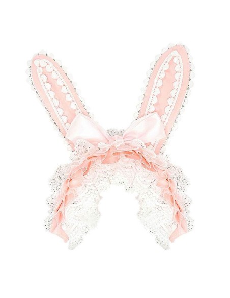 Lolita Bunny Headdress in Pink x White