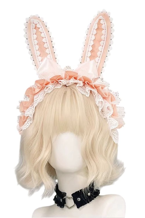 Lolita Bunny Headdress in Pink x White