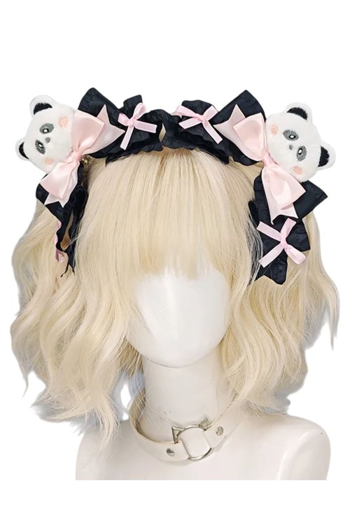 Set 2 Clips Para la Cabeza Panda Plush en Negro