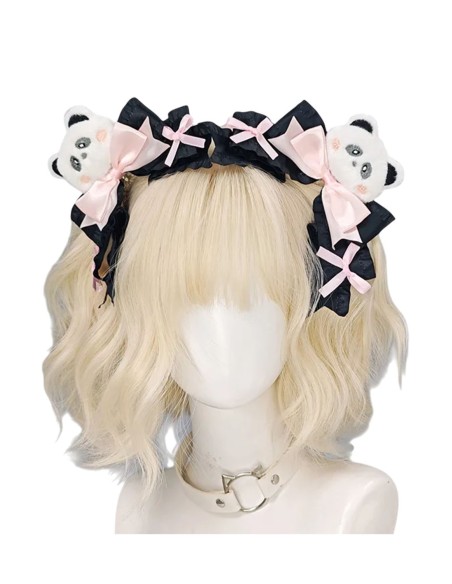 Set 2 Clips Para la Cabeza Panda Plush en Negro