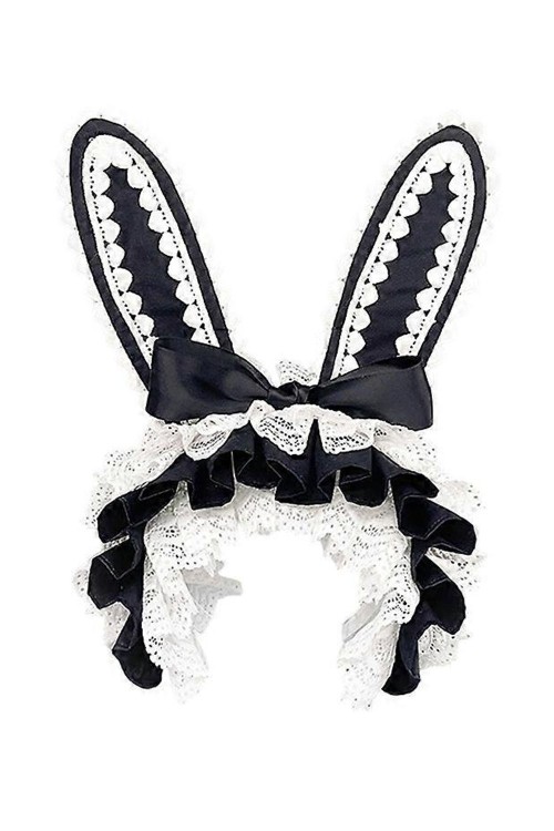 Headdress Lolita Bunny en Negro x Blanco