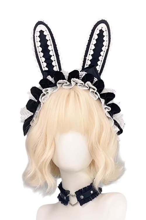 Headdress Lolita Bunny en Negro x Blanco