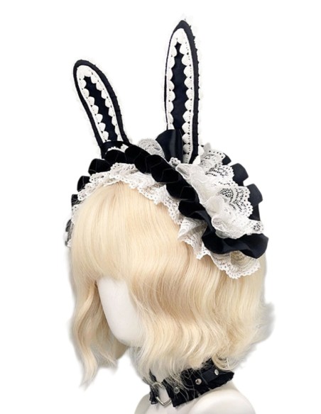 Headdress Lolita Bunny en Negro x Blanco