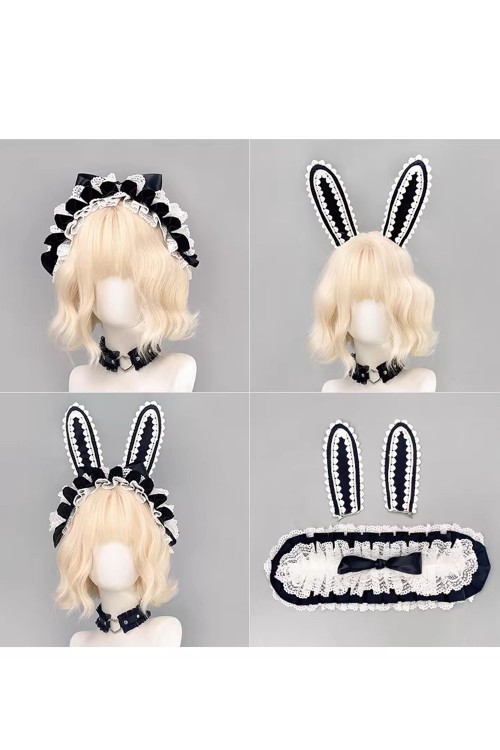 Headdress Lolita Bunny en Negro x Blanco