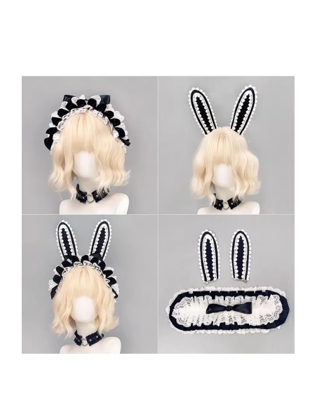 Lolita Bunny Headdress in Black x White