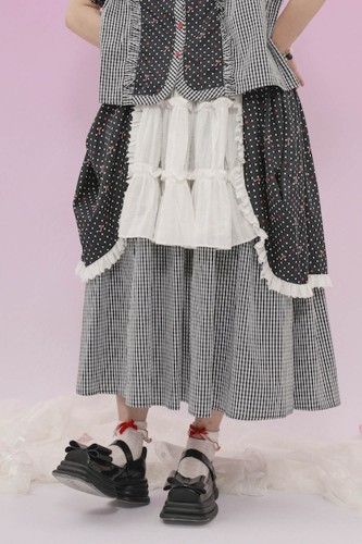 About Love Long Skirt in Black x White ~ Lutra Jump