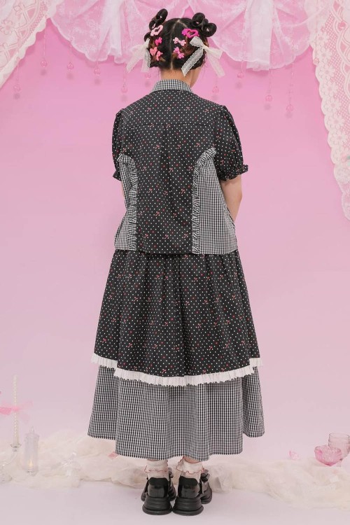 About Love Long Skirt in Black x White ~ Lutra Jump