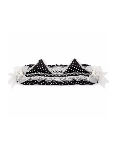 Lolita Polka Dot Kitty Headdress in Black x White