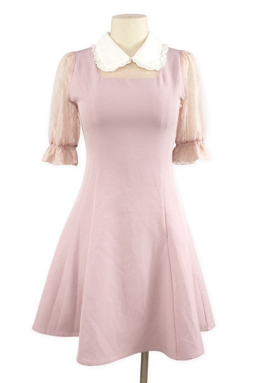 [Second hand] Polka Dot Sleeve Ryousangata Dress in Dusty Rose - Rojita