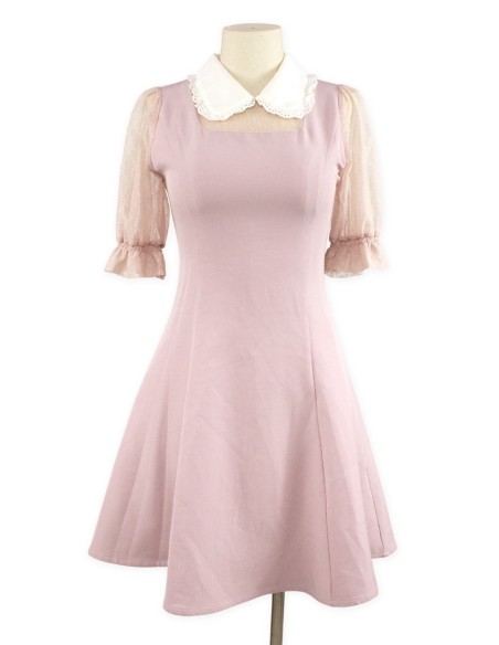 [Second hand] Polka Dot Sleeve Ryousangata Dress in Dusty Rose - Rojita