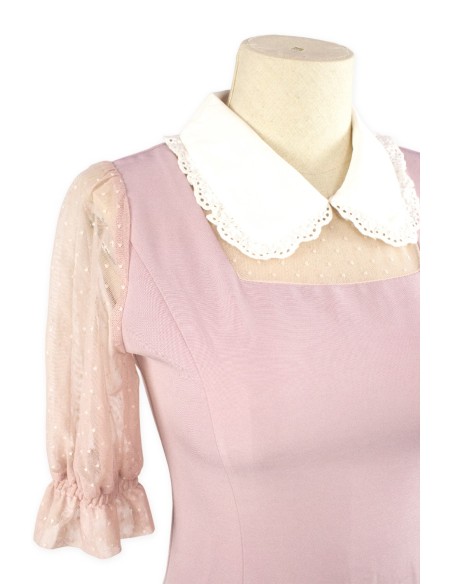 [Second hand] Polka Dot Sleeve Ryousangata Dress in Dusty Rose - Rojita