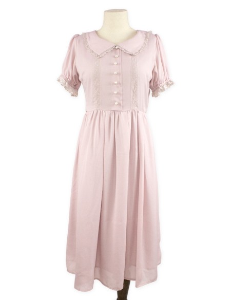 [2a mano] Vestido Ryousangata de Encaje Rosa Palo - Ank Rouge