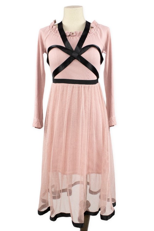 [Second Hand] Jirai Bondage Dress in Dusty Rose - Bubbles