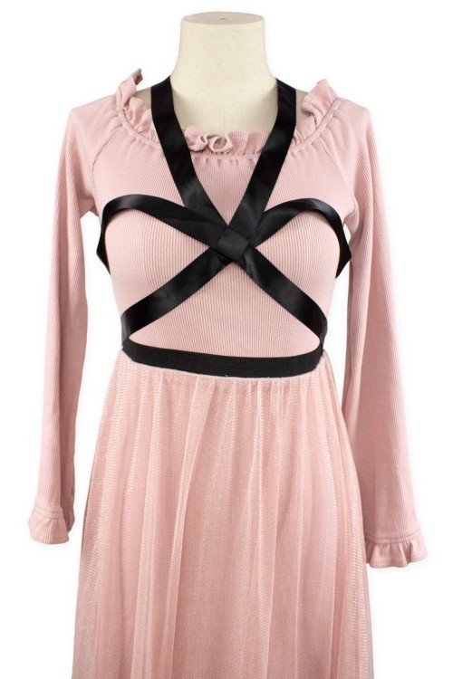 [Second Hand] Jirai Bondage Dress in Dusty Rose - Bubbles