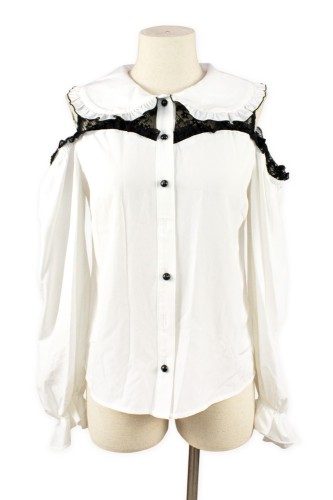[Second Hand] Off-Shoulder Shirt Jirai in Black and White - Ank Rouge