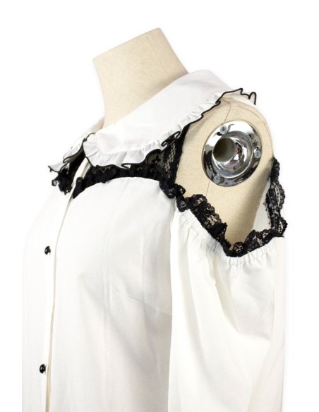 [Second Hand] Off-Shoulder Shirt Jirai in Black and White - Ank Rouge