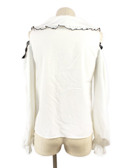 [Second Hand] Off-Shoulder Shirt Jirai in Black and White - Ank Rouge