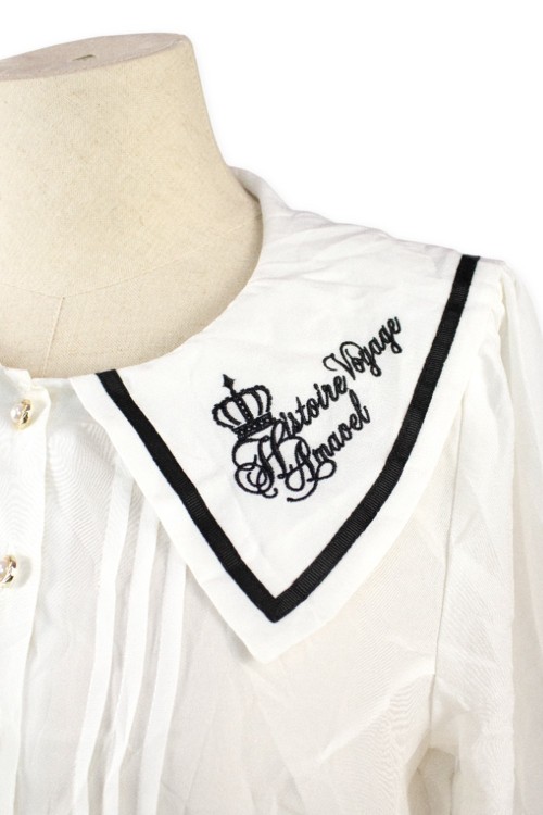 [Second hand] Voyage Embroidered Collar Shirt in White - Amavel