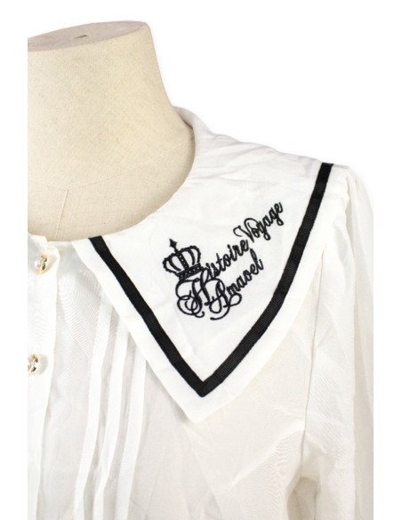[Second hand] Voyage Embroidered Collar Shirt in White - Amavel