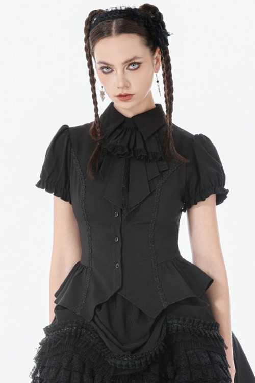 Gothic Victorian Blouse in Black - Dark in Love