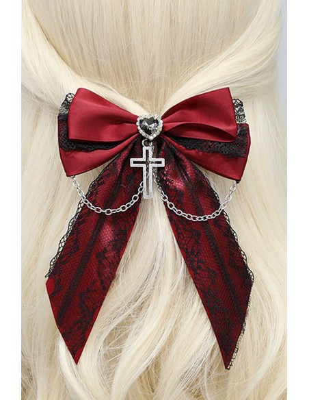 Jirai Silver Cross Headband in Red