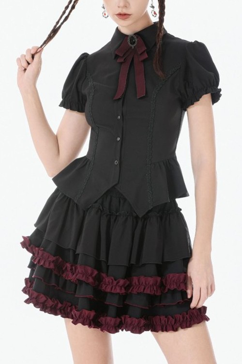 Crimson Ruffle Skirt - Dark in Love