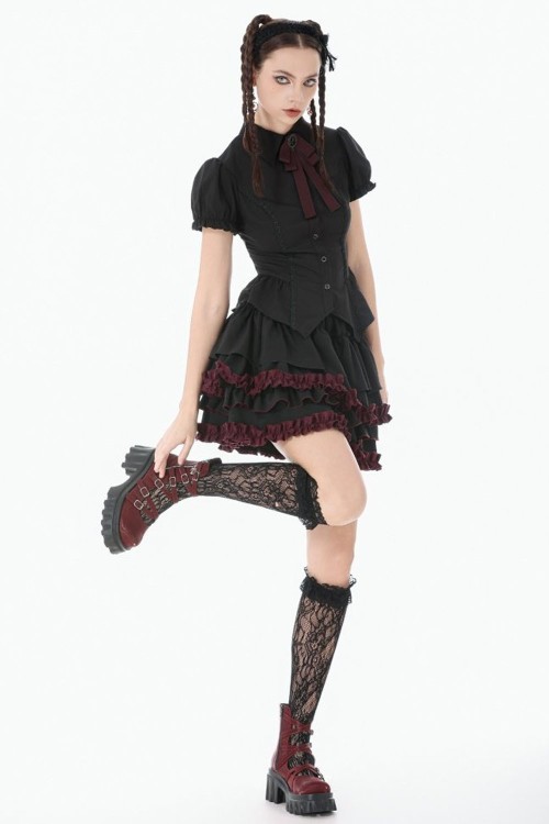 Crimson Ruffle Skirt - Dark in Love