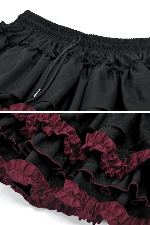 Crimson Ruffle Skirt - Dark in Love