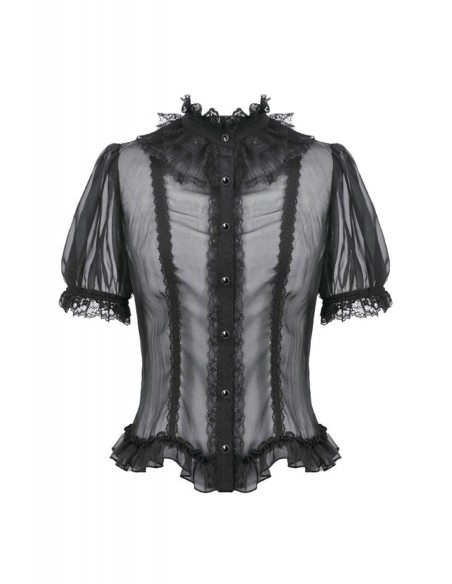 Blusa de Gasa Courtly Sheer en Negro - Dark in Love