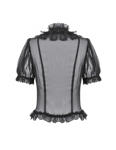 Blusa de Gasa Courtly Sheer en Negro - Dark in Love