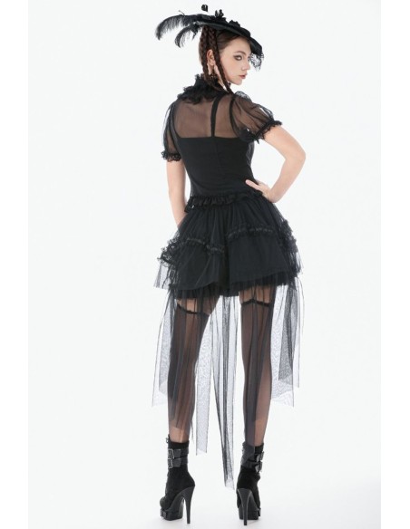 Courtly Sheer Chiffon Blouse in Black - Dark in Love