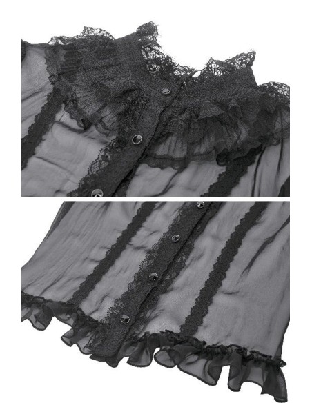 Courtly Sheer Chiffon Blouse in Black - Dark in Love