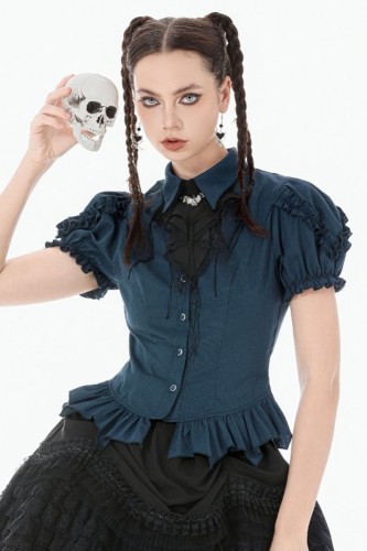 Gothic Academy Teal Blouse - Dark in Love