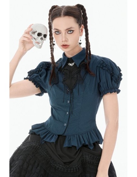 Blusa Gothic Academy Aguamarina - Dark in Love