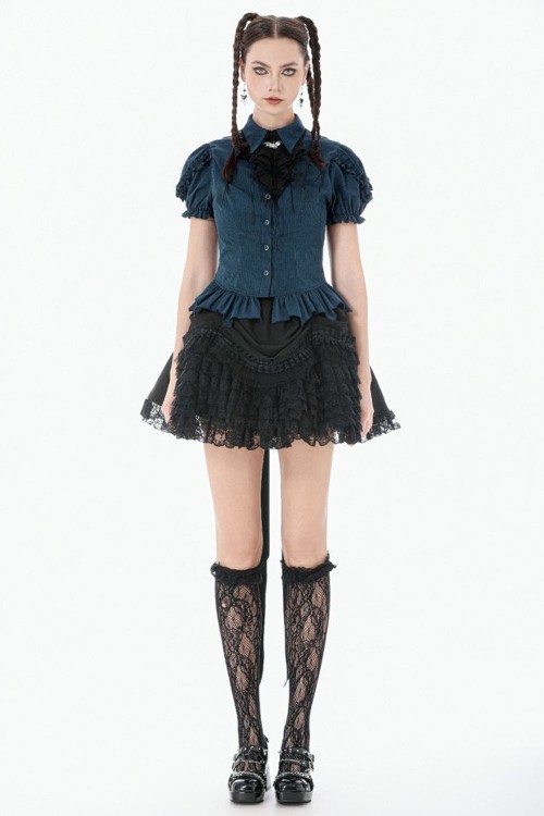 Gothic Academy Teal Blouse - Dark in Love