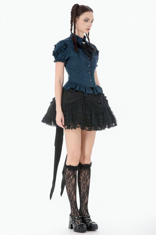 Gothic Academy Teal Blouse - Dark in Love