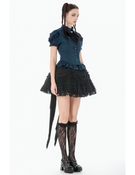 Gothic Academy Teal Blouse - Dark in Love